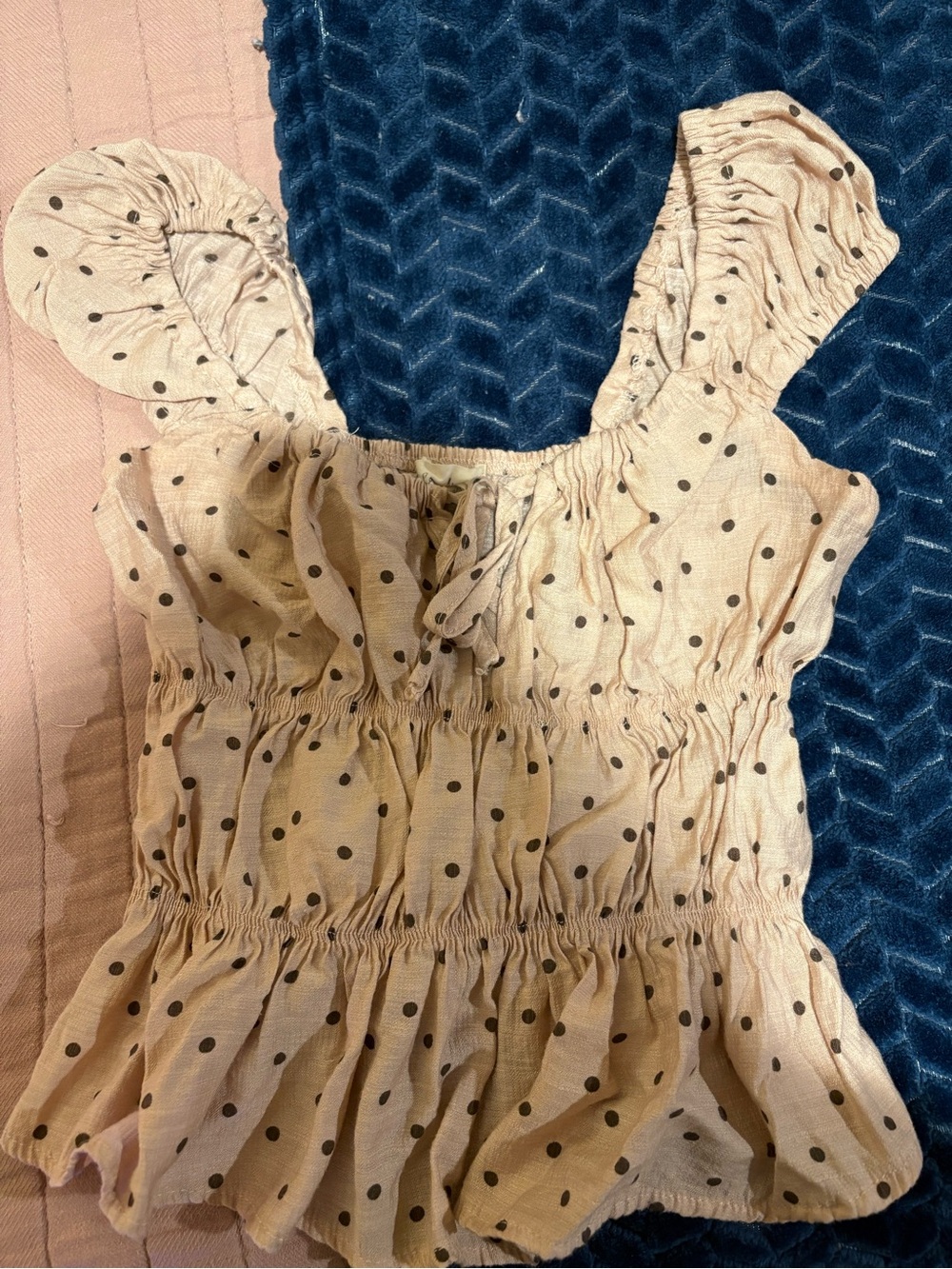 Love Notes Cream Polka Dot Smocked Camisole